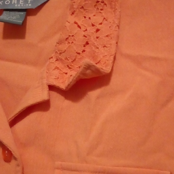 Koret Petite Orange Short Sleeve Lace 2pc Set (Top & Skirt) - Size 12P - Picture 3 of 14